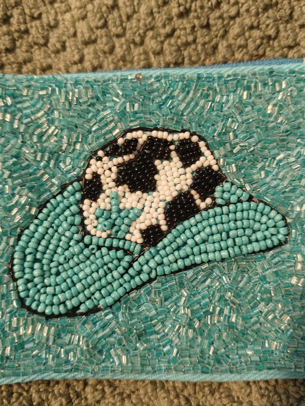 western cowboy hat coin purse Beaded Teal Cow Print Hat Patch